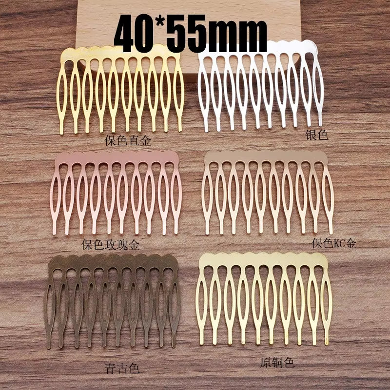 5/10 Teeth Metal Hair Comb Bronze Tone Hair Clips Claw Hairpins DIY Jewelry Findings & Components Wedding Hair Supplies