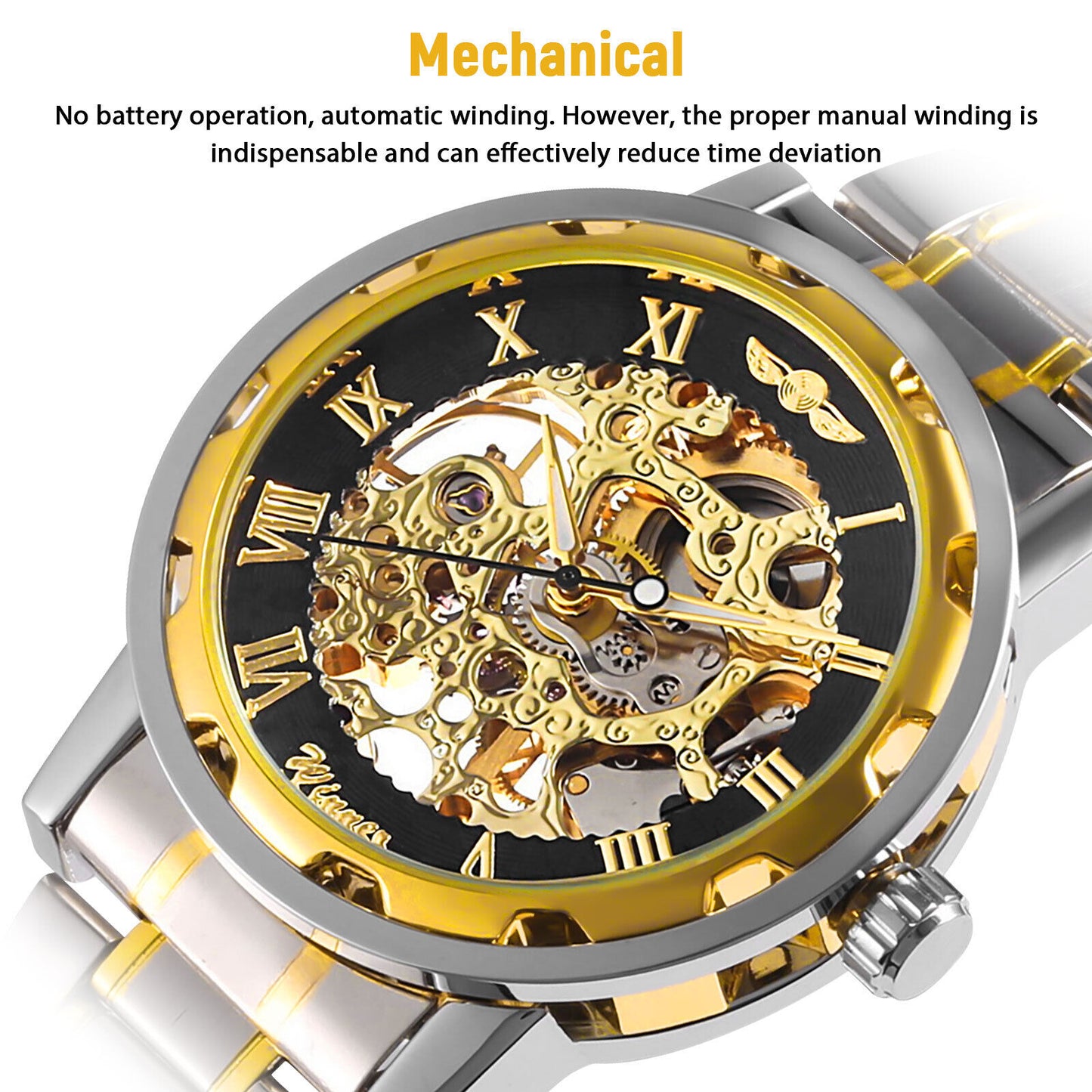 Men'S Luxury Watch Waterproof Stainless Steel Automatic Mechanical Wristwatch US