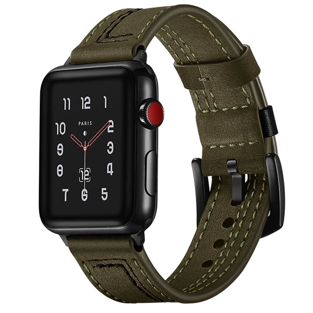 Leather Strap Compatible with Apple Watch Bands 45Mm 41Mm 49Mm 40Mm 42Mm 38Mm 44Mm Genuine Leather Watch Band Bracelet for Iwatch Series 9 8 SE Ultra 7 6 5 4 3 2 1