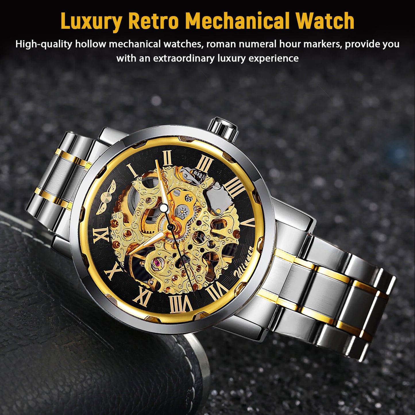 Men'S Luxury Watch Waterproof Stainless Steel Automatic Mechanical Wristwatch US