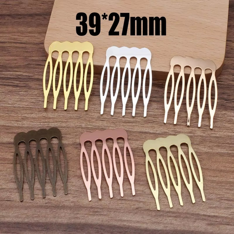 5/10 Teeth Metal Hair Comb Bronze Tone Hair Clips Claw Hairpins DIY Jewelry Findings & Components Wedding Hair Supplies