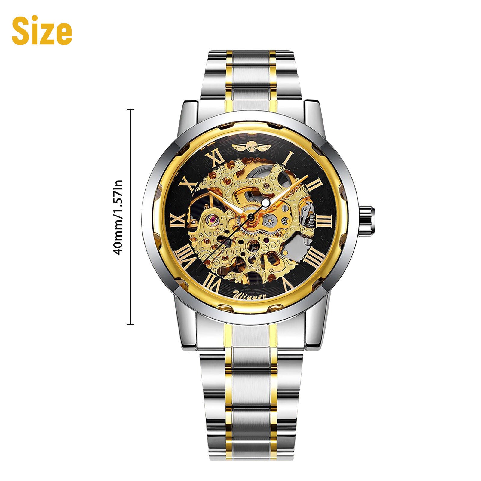 Men'S Luxury Watch Waterproof Stainless Steel Automatic Mechanical Wristwatch US