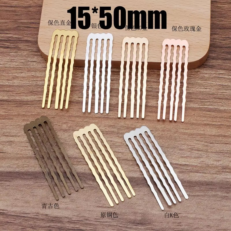 5/10 Teeth Metal Hair Comb Bronze Tone Hair Clips Claw Hairpins DIY Jewelry Findings & Components Wedding Hair Supplies